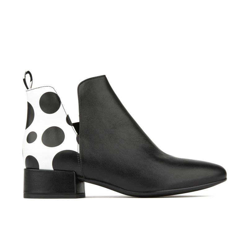 Twiggy - Black & White Polka Dot - Womens Ankle Boots Bootie image