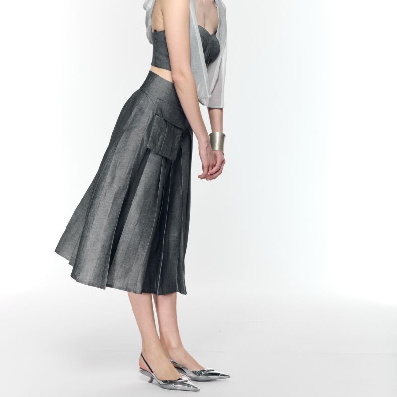 Twirl Pleated Midi Skirt image