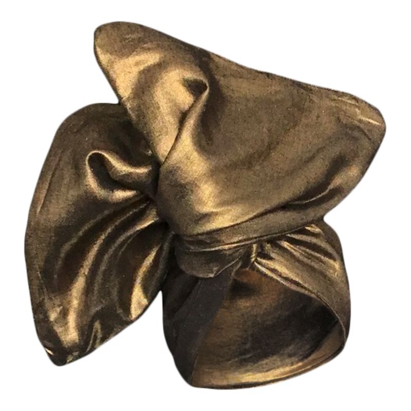 Twisturban Turban In Gold Metallic Linen image