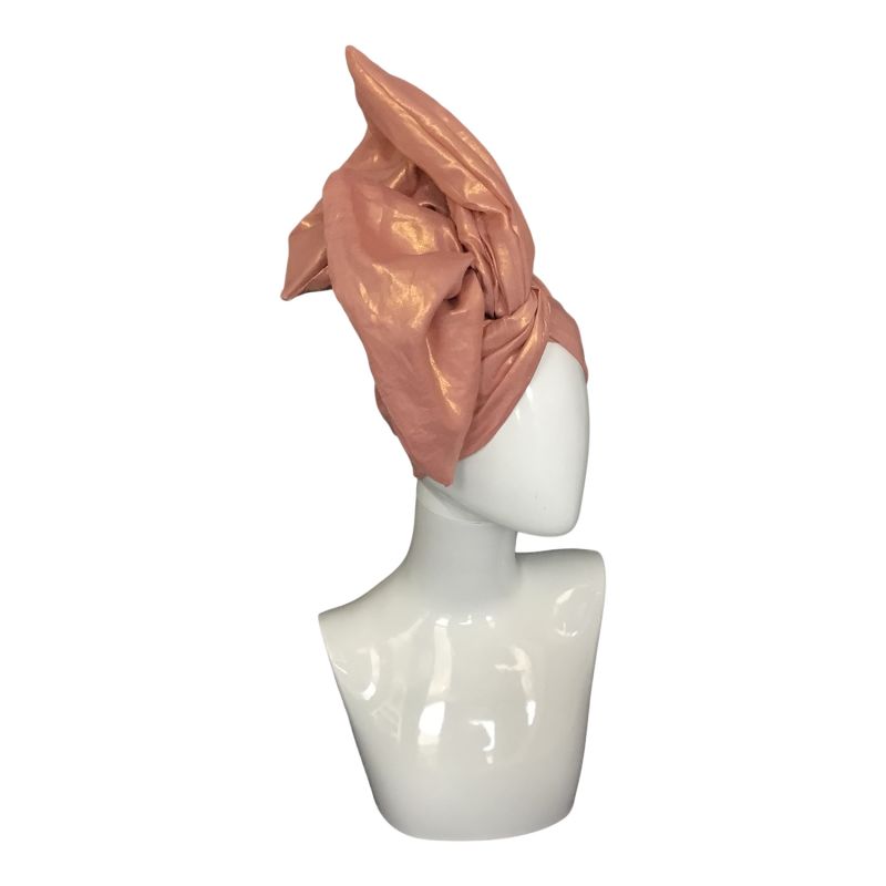 Twisturban Turban In Rose Gold Metalic Linen image