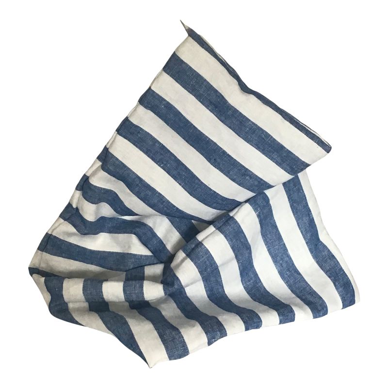 Twisturban Turban Blue & White Cabana Stripe Linen image