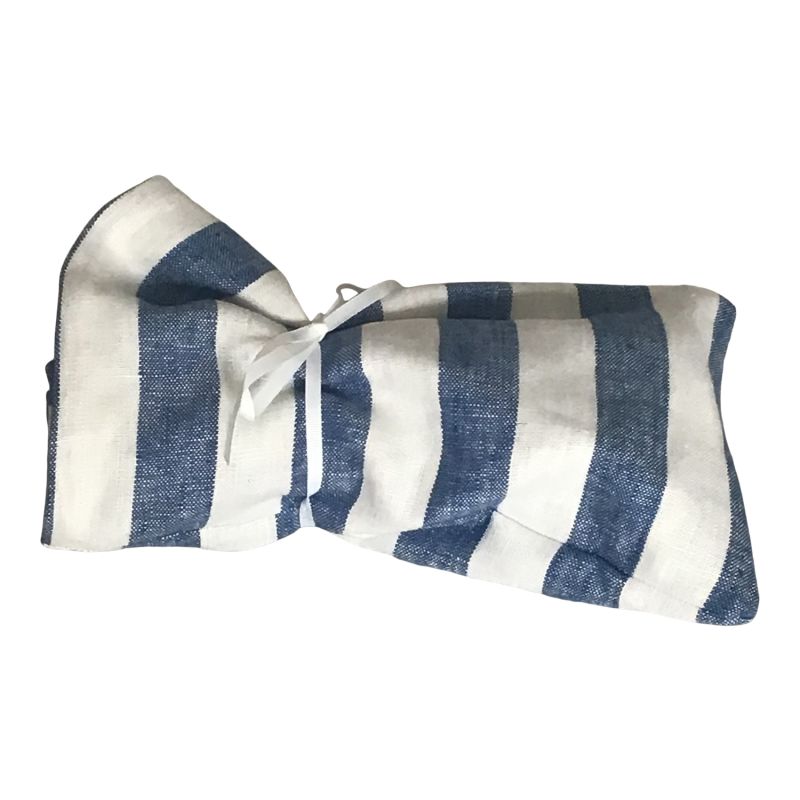 Twisturban Turban Blue & White Cabana Stripe Linen image