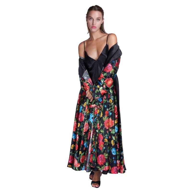 Silk Dressing Gown With Floral Motif Sofia Tsereteli Wolf & Badger