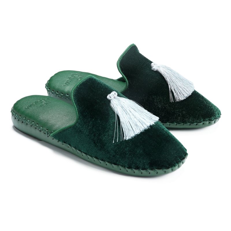 Women Classic Handmade Slippers - Green image