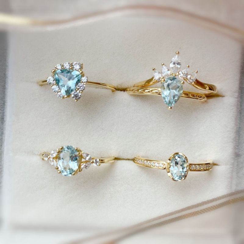 Supreme & Harmony Aquamarine Yellow Gold Vermeil Ring Set image