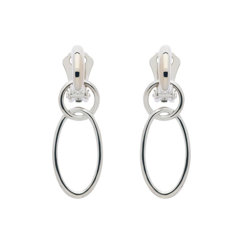 Platinum Double Hoop Clip On Earrings image