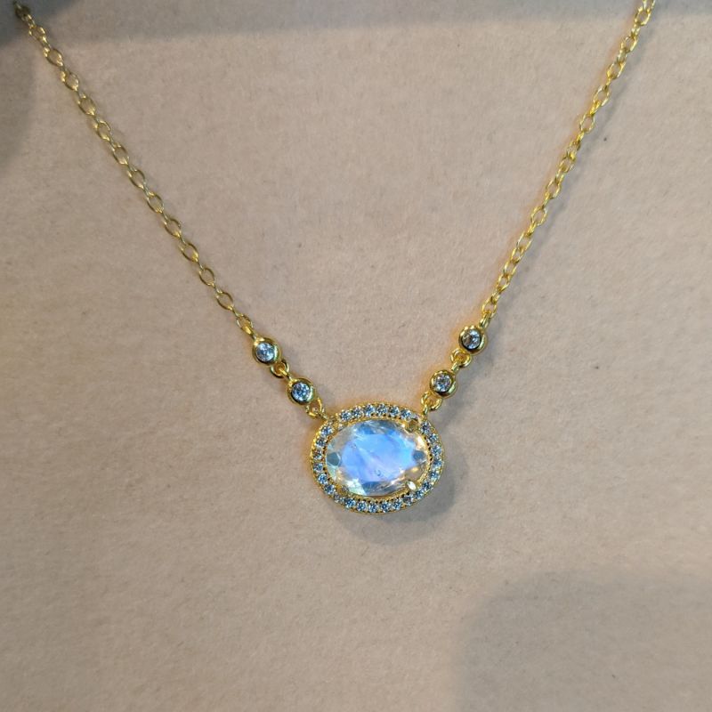 Aura Rainbow Moonstone Drop Necklace image