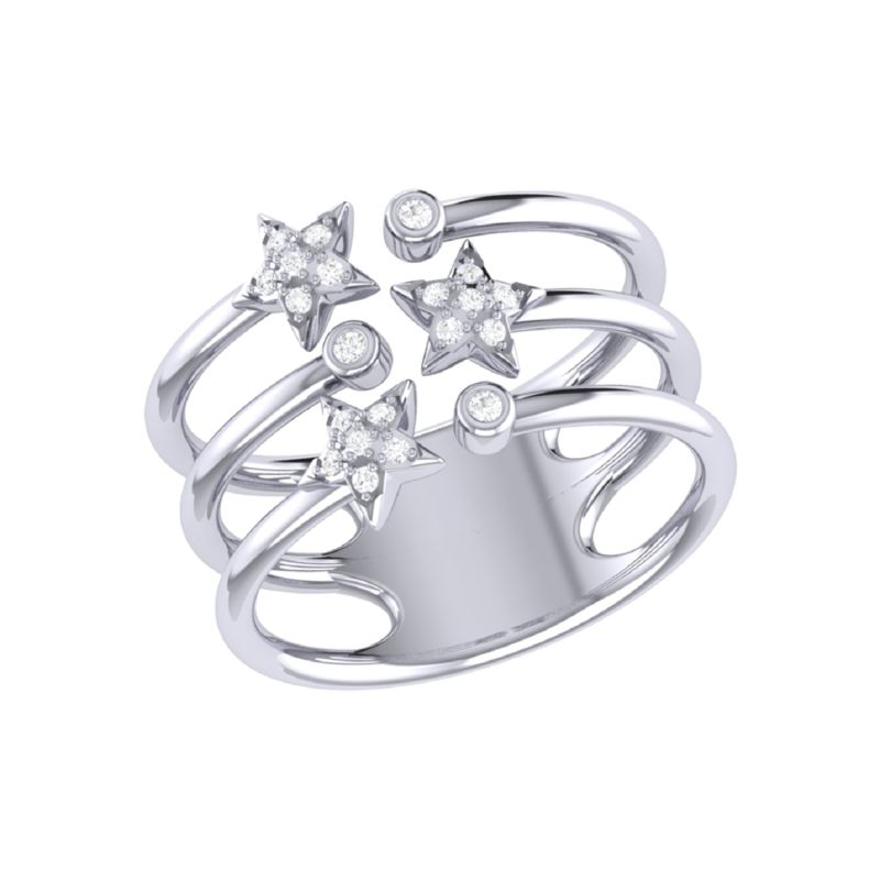 Dazzling Star Bezel Trio Ring In Sterling Silver image