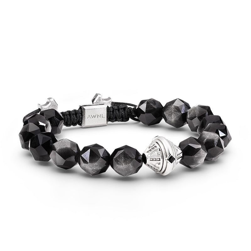 Silver Obsidian Beacon Beaded Bracelet image