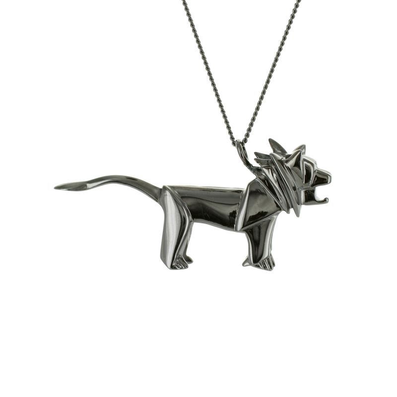 Lion Necklace Black Silver image