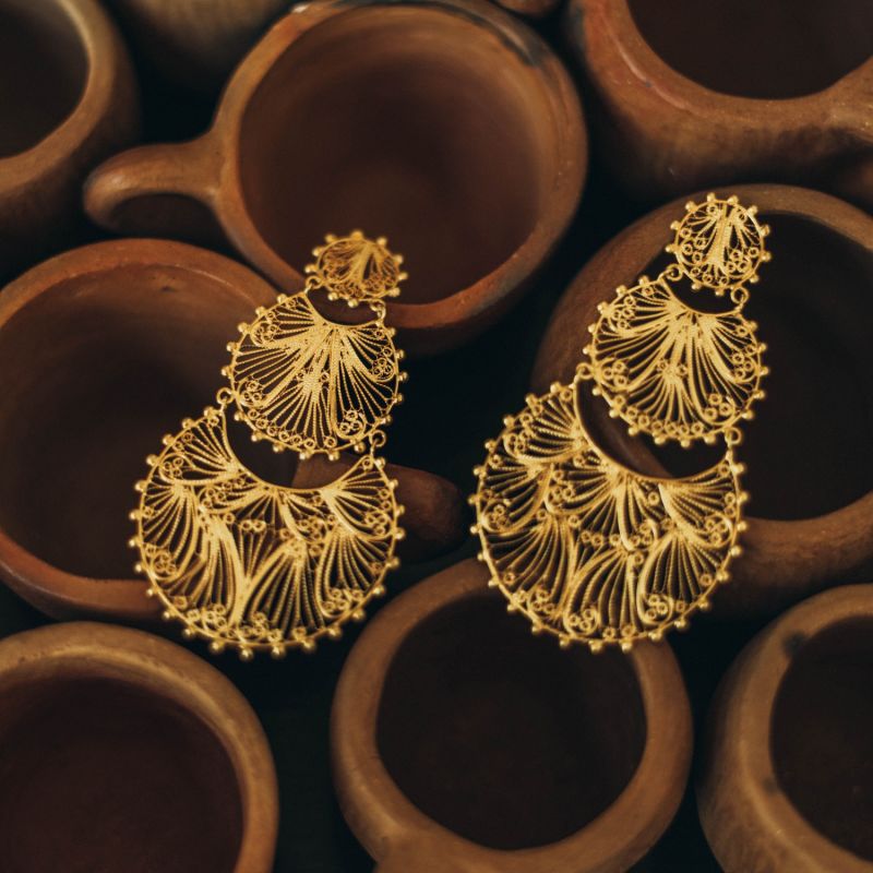 Alma Statement Golden Earrings image