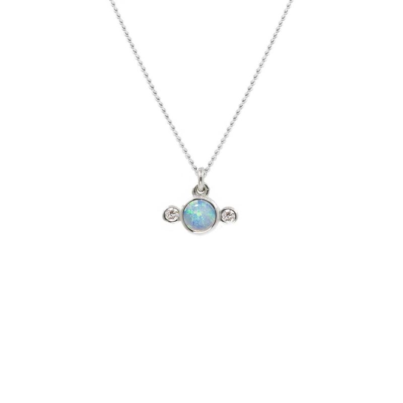 Opal & Diamonds Necklace – Silver image