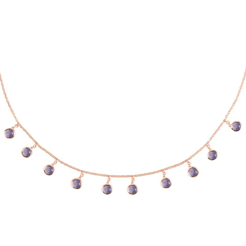 Florence Round Gemstone Necklace Rosegold Amethyst image