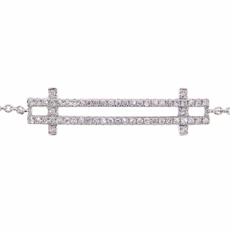 Double Bar Diamond Bracelet 18k White Gold image