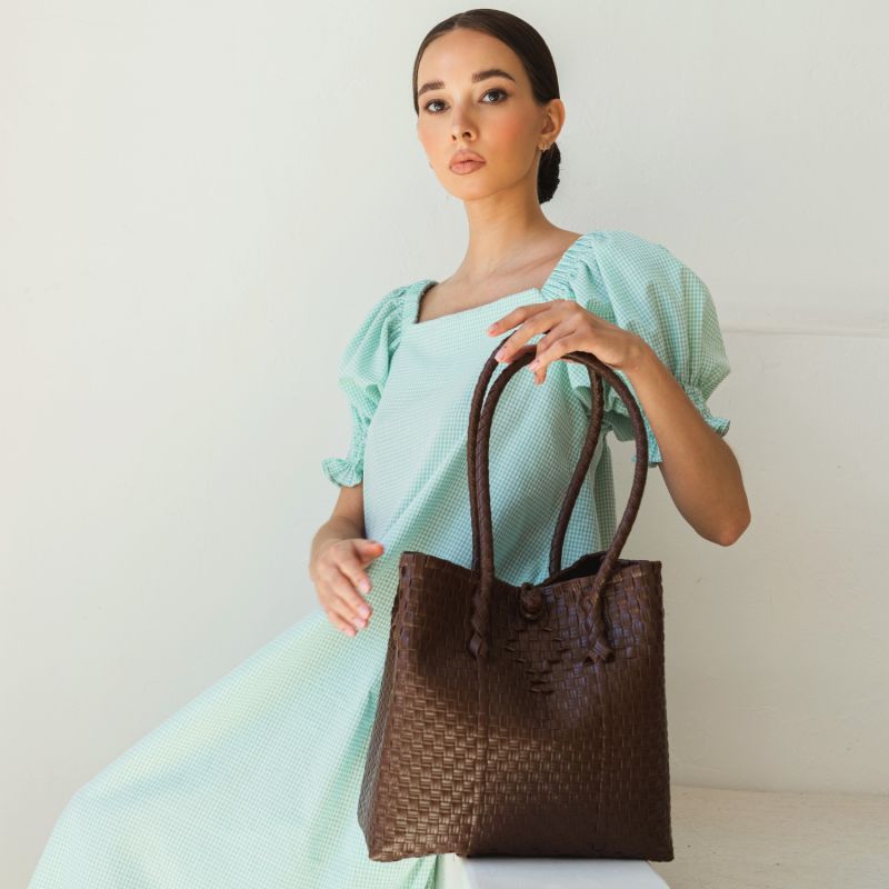 Madera Puffy Sleeves Dress in Mint Gingham image