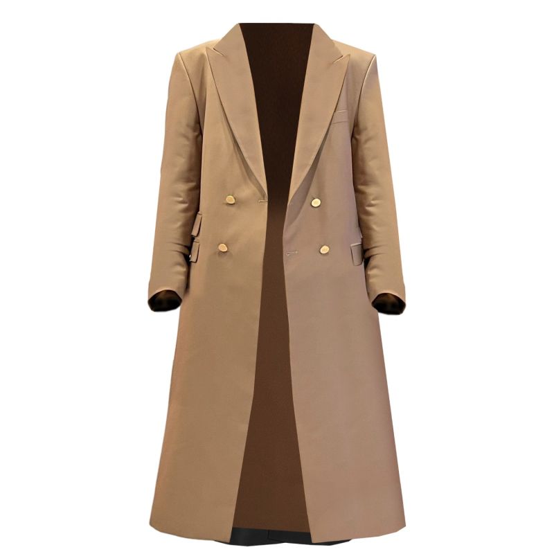 Double Breasted Blazer Trench Coat Tan Women image