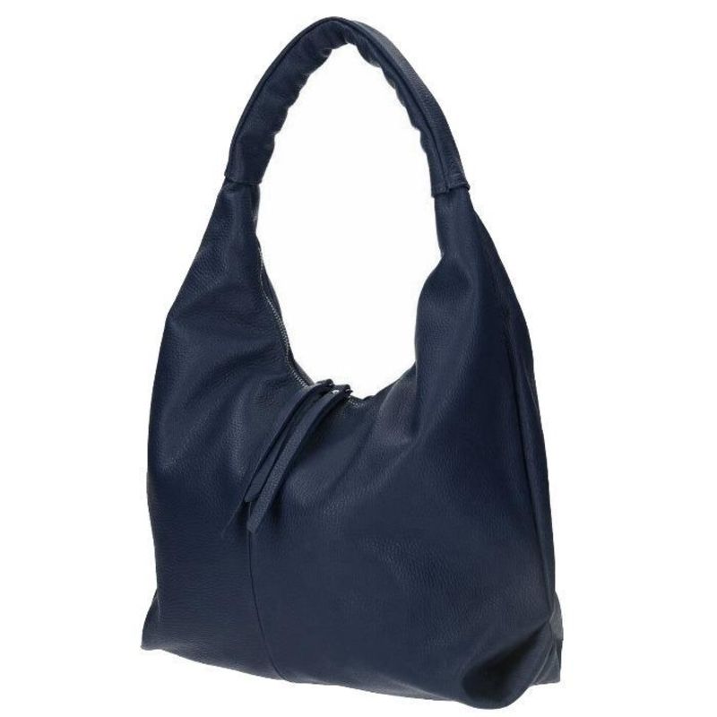 Navy Blue Large Zip Top Leather Hobo Bag Babir Sostter Wolf & Badger