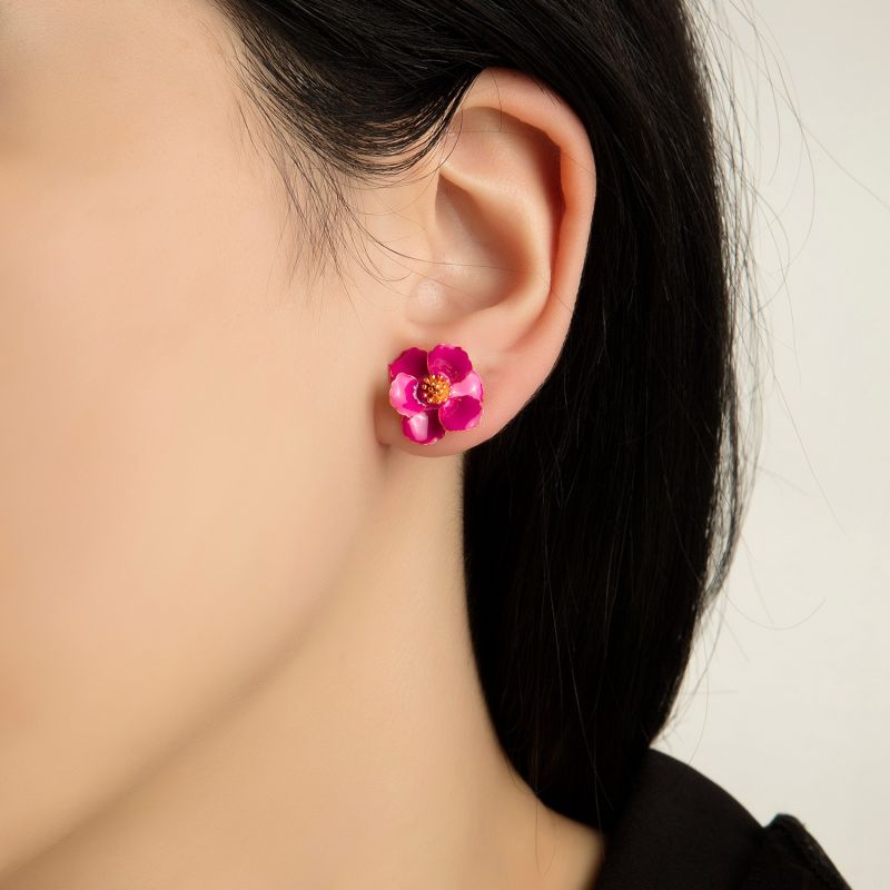 Raspberry Pink Petite Flower Earrings image