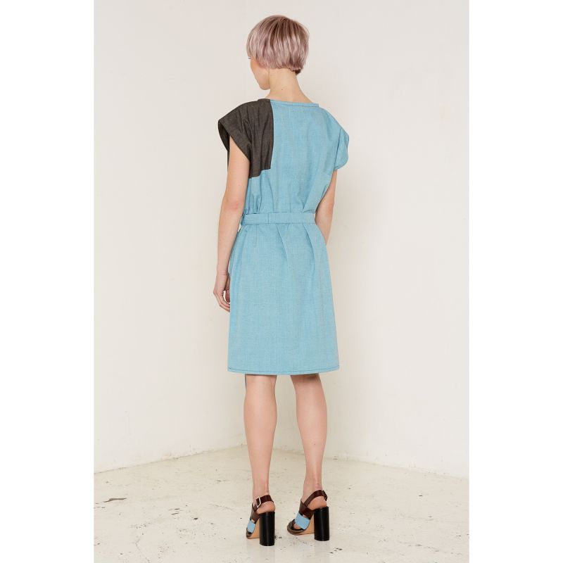 Belted Elara Dress Aqua In Organic Cotton image