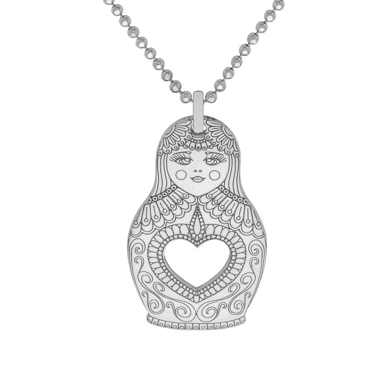 Medium Silver Russian Doll Pendant Necklace image