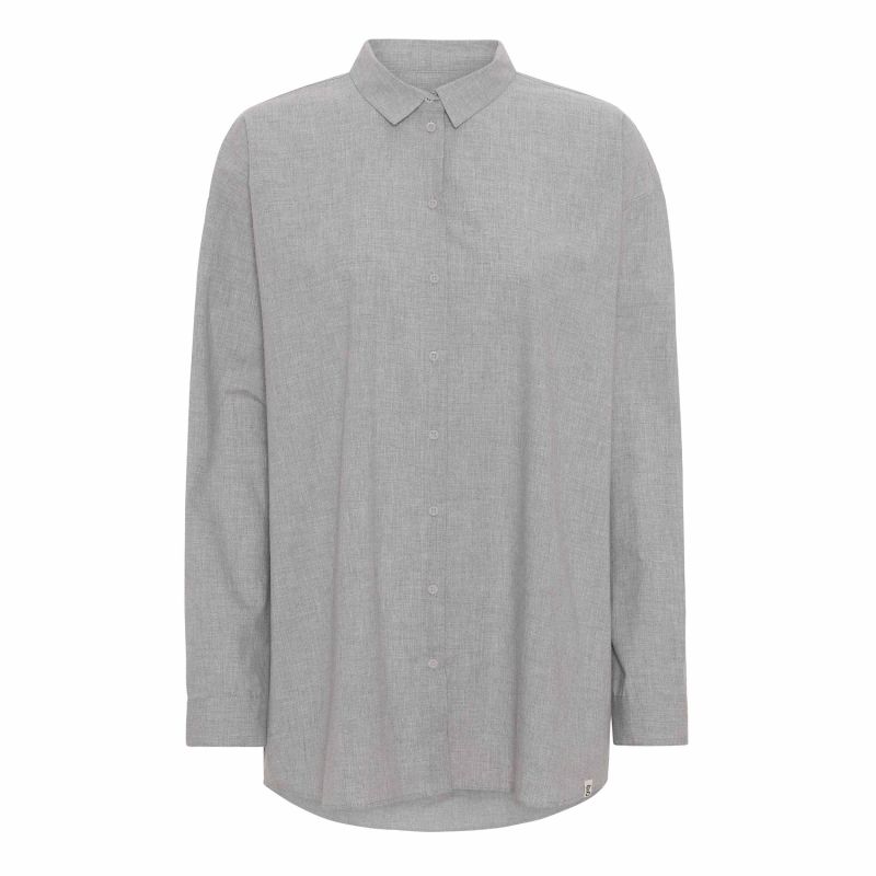 The Grobund Luna Shirt - The Oversized One With Collar In Gray Melange image