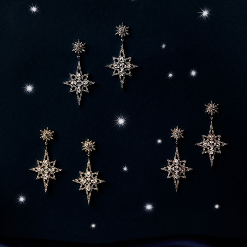 Northern Star Burst Drop Earring Silver image