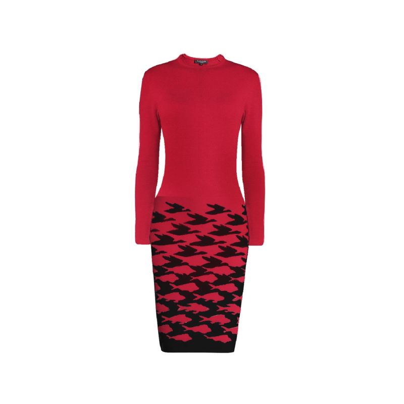 Sea & Sky Knitted Jacquard Dress In Red image