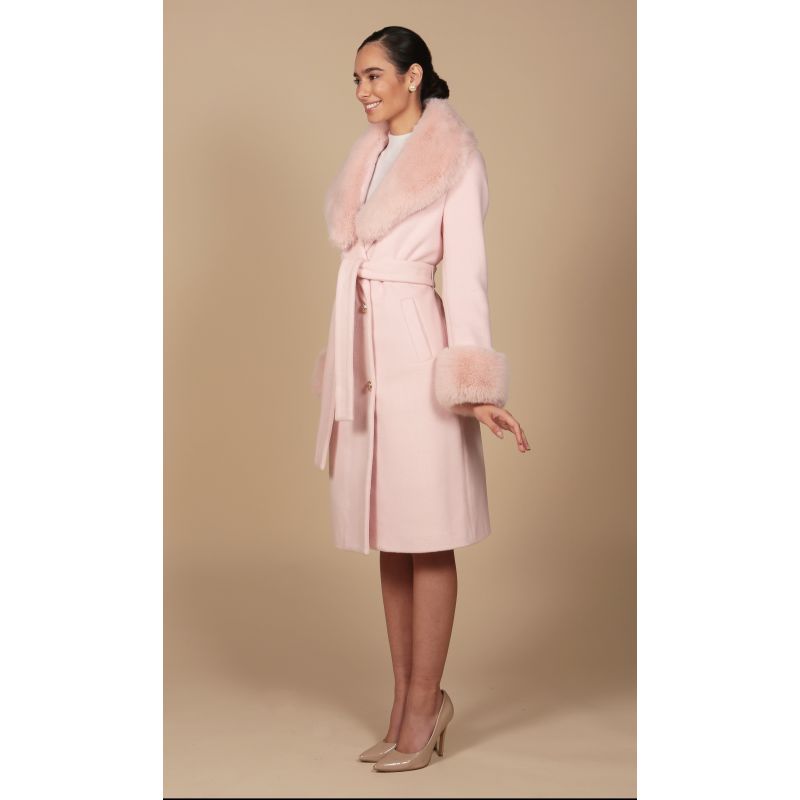 'Marlene' 100% Cashmere & Wool Coat In Rosa image