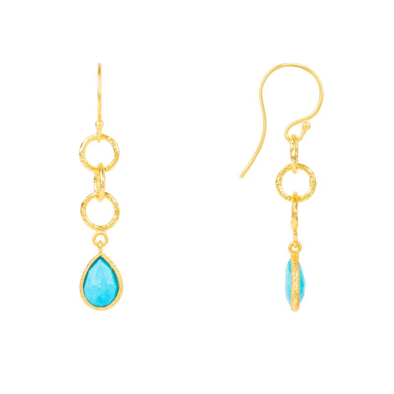 Linked Gemstone Drop Earrings Gold Turquoise image