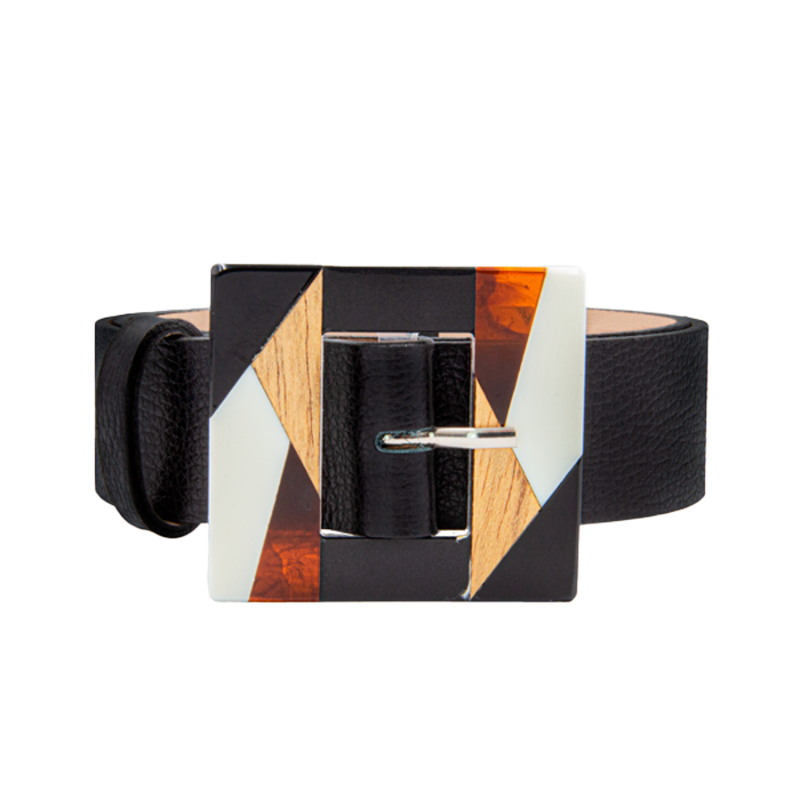 Square Acrylic Buckle Belt - Black image