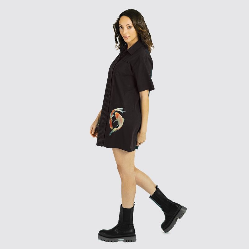 Two Tone Shirt Dress - Koi Fish image