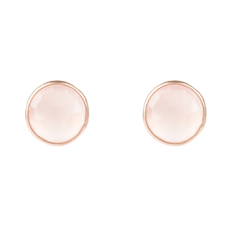 Medium Circle Stud Earrings Rose Quartz Rose Gold image