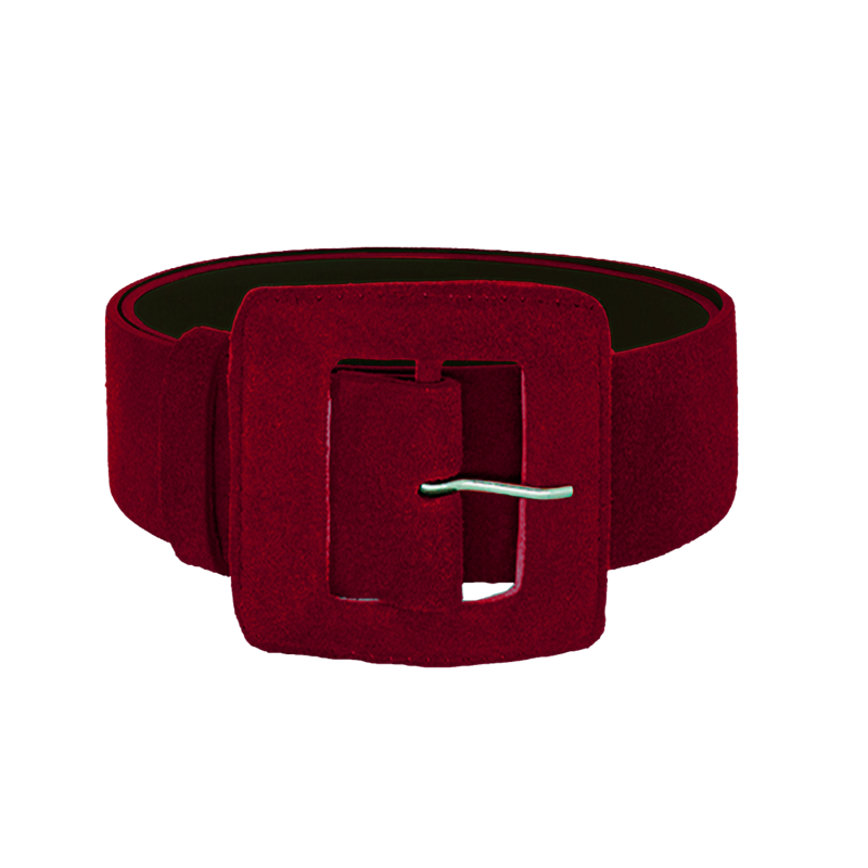 Suede Square Buckle Belt - Wine image