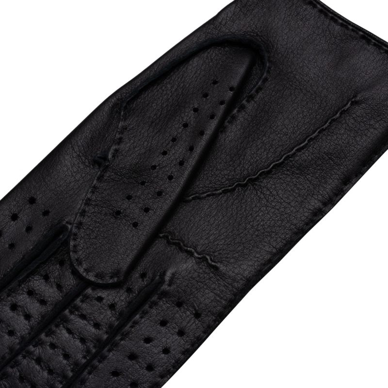 Monza - Men's Hand Sewn Deerskin Driving Gloves In Black image