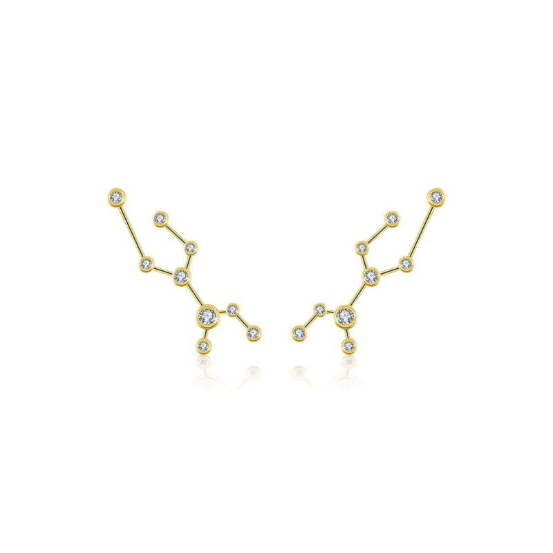 Virgo Zodiac Constellation Earring 18K Yellow Gold & Diamond image