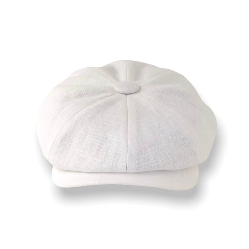 Alberts Beach Bakerboy Hat In White Washed Linen image