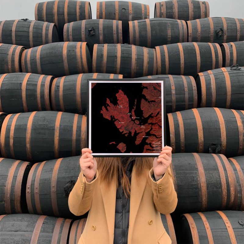 Whisky Distillery Map Of Isle Of Skye & Raasay, Scotland Studio Story