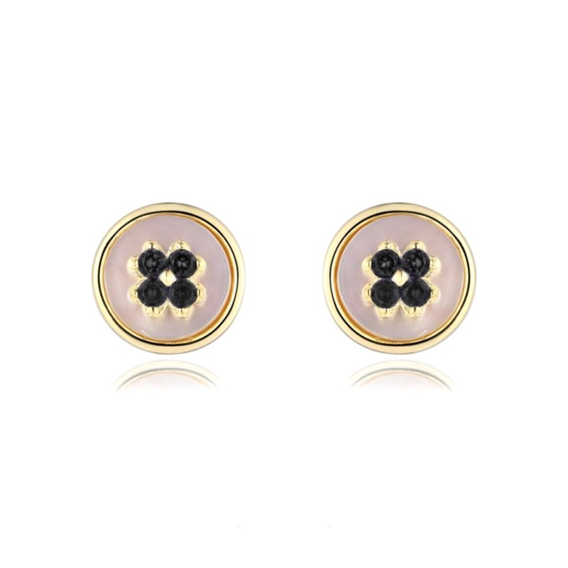 Swish Mother Of Pearl Earrings With Black Zirconia image