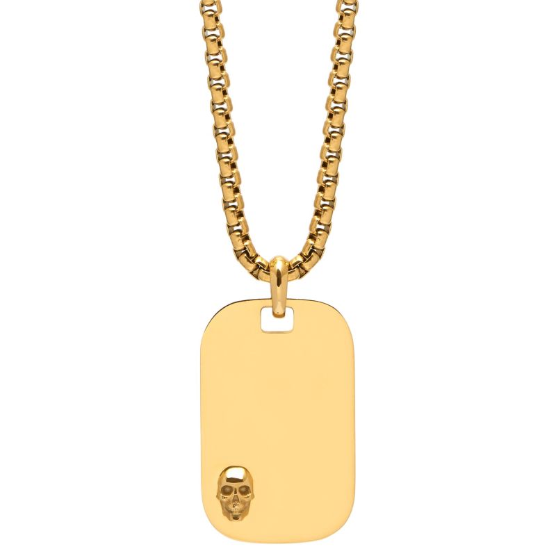 Atticus Skull Id Tag Necklace In Gold image