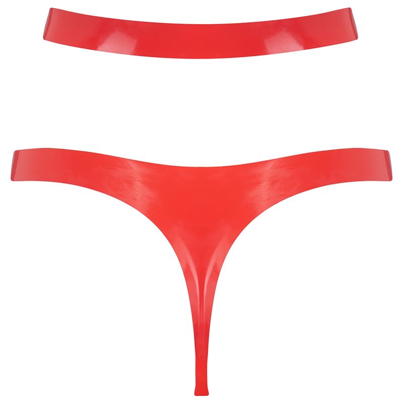 Latex Cut Out Thong - Red image