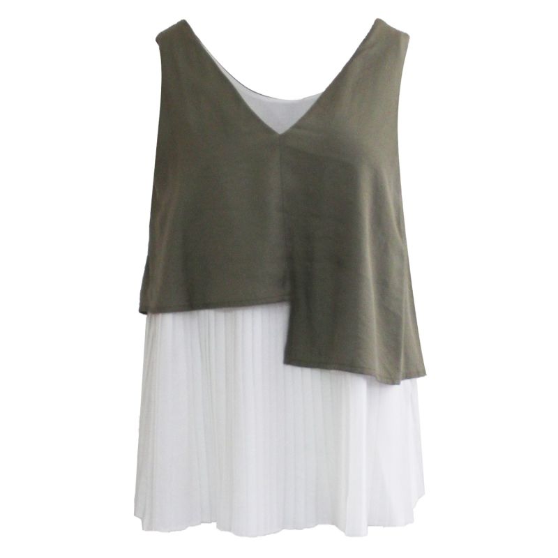 Michon Viscose Layered Reversible Top In Moss image