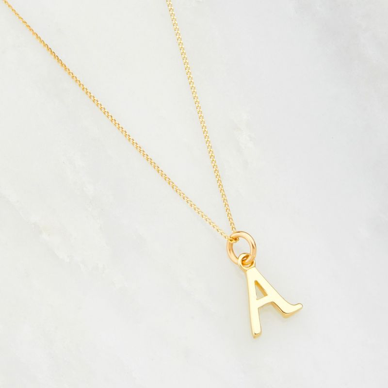 Solid Gold Curve Initial Letter Necklace image