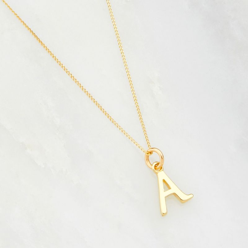 Solid Gold Curve Initial Letter Necklace Lily & Roo Wolf & Badger