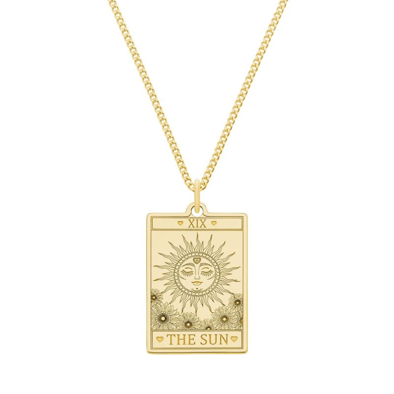 Medium 9ct 375 Gold  “The Sun” Tarot Card Necklace image