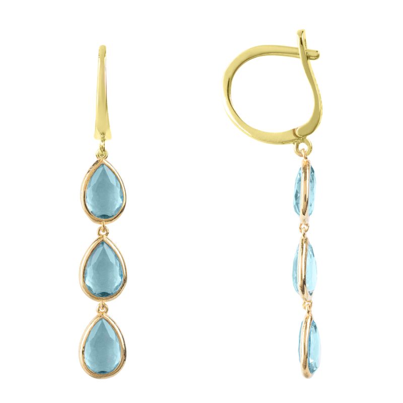 Sorrento Triple Drop Earrings Gold Blue Topaz image