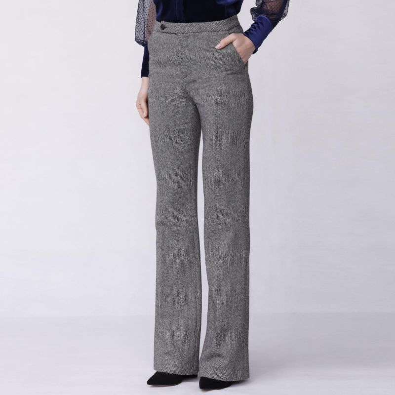 Marled Grey Straight-Leg Pants image