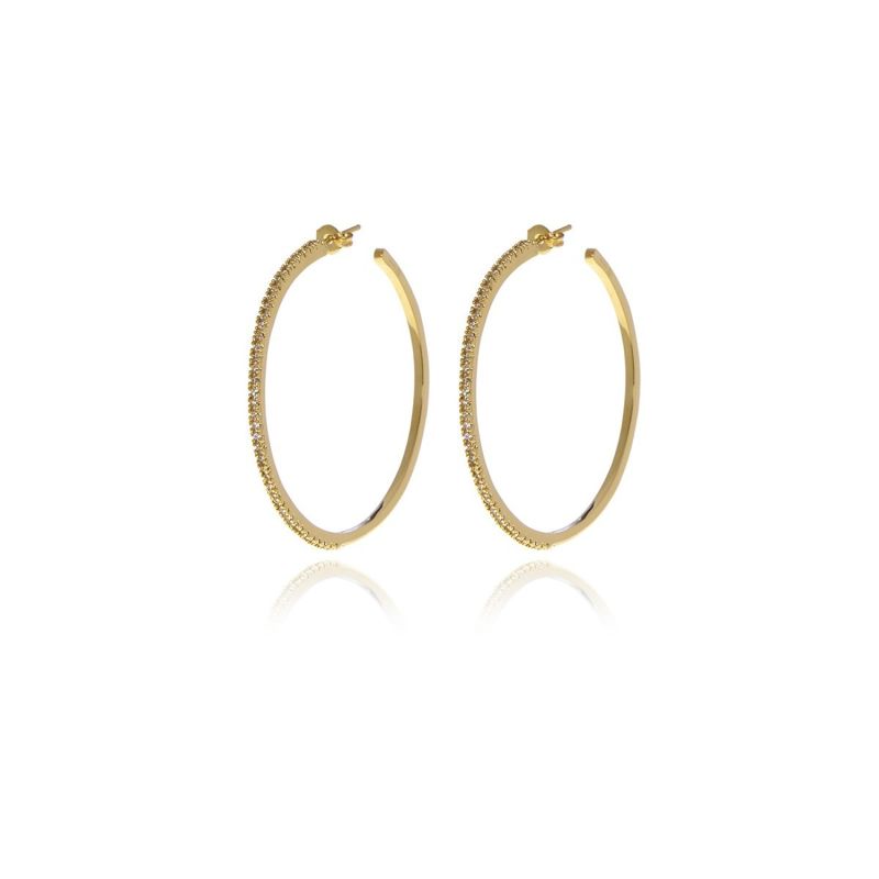 Gold Signature Hoops Diamond Cut Earrings image