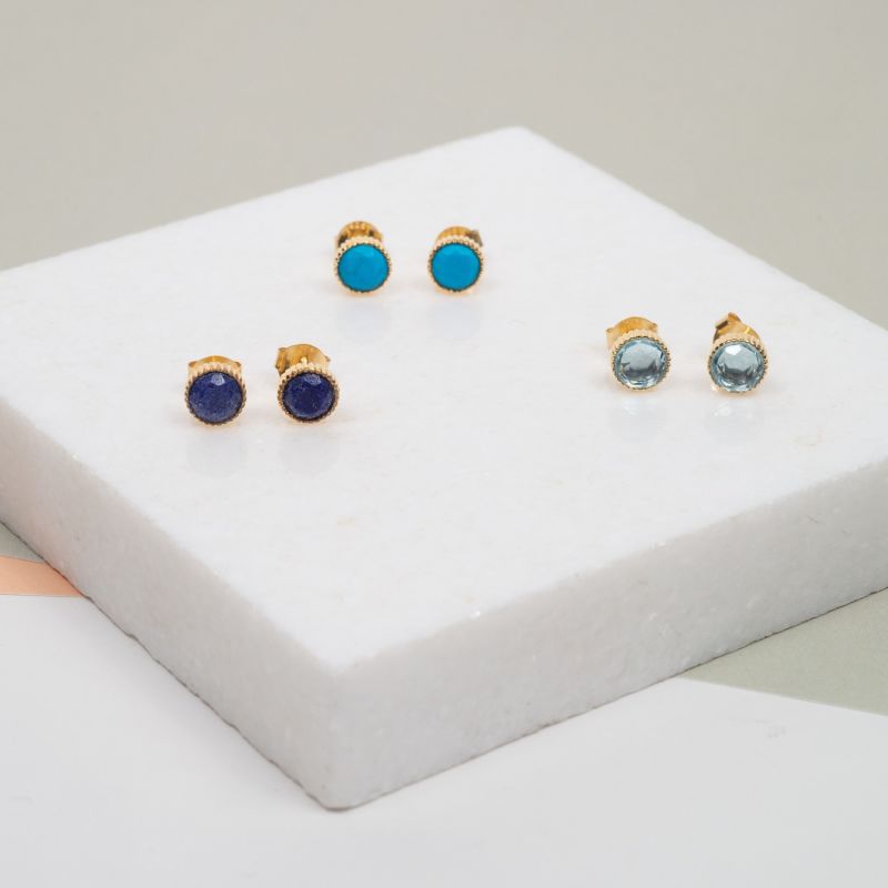 Barcelona September Birthstone Stud Earrings - Lapis Lazuli image