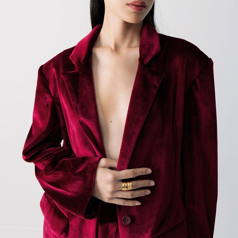 Ulla Maroon Velvet Blazer image