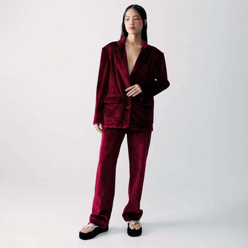 Ulla Maroon Velvet Long Pants image